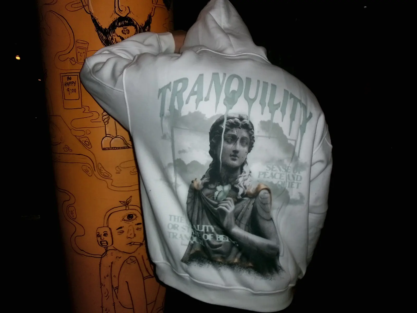 TRANQUILITY Hoodie: Back print, white
